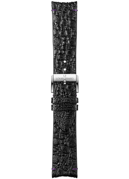 Black toad leather strap with purple attachment points BGA091