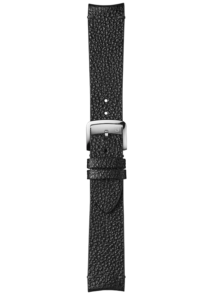 Black Himeji Kurozan leather strap with black stitching BVA193