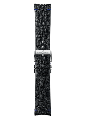 Black toad leather strap with blue attachment points BGA087