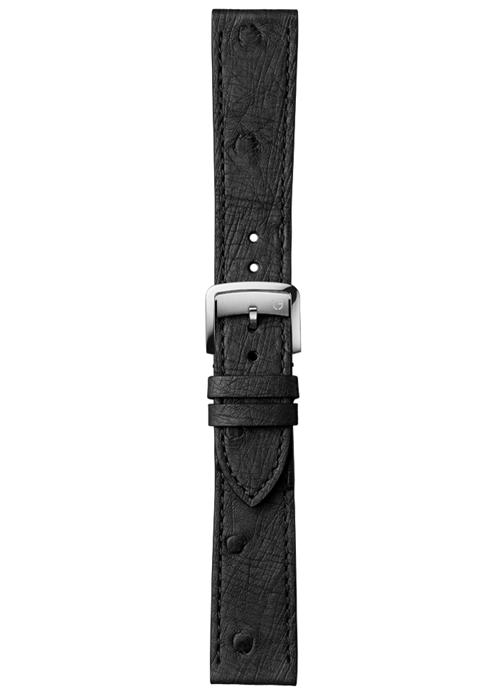 Black ostrich leather strap - Standard size