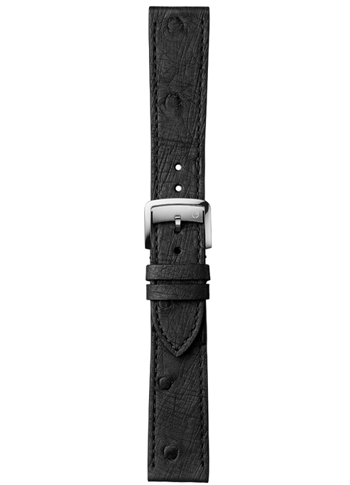 Black ostrich leather strap - Small size