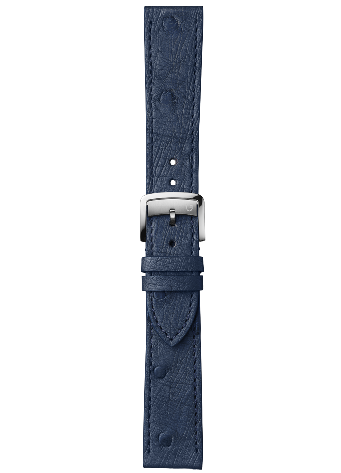 Blue ostrich leather strap - Standard size