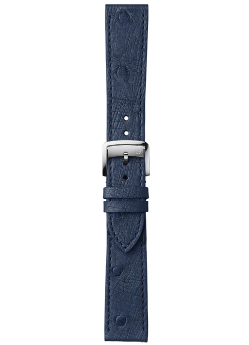 Blue ostrich leather strap - Small size