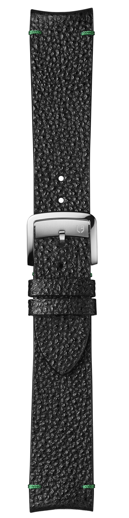 Black Himeji Kurozan leather strap with green stitching BVA191