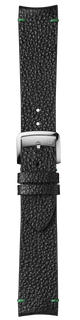 Black Himeji Kurozan leather strap with green stitching BVA191