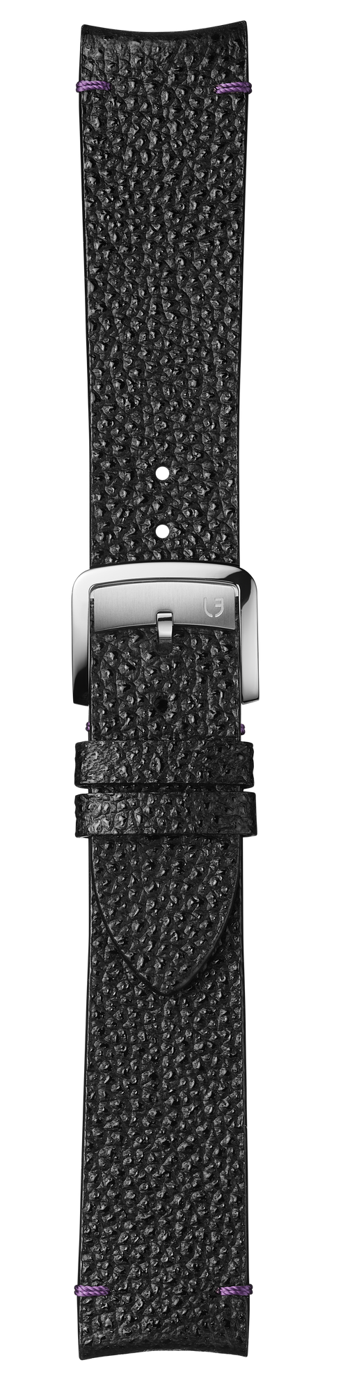 Black Himeji Kurozan leather strap with purple stitching BVA192