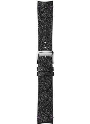 Black Himeji Kurozan leather strap with purple stitching BVA192