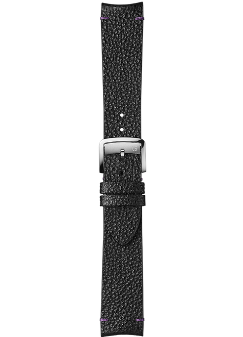 Black Himeji Kurozan leather strap with purple stitching BVA192