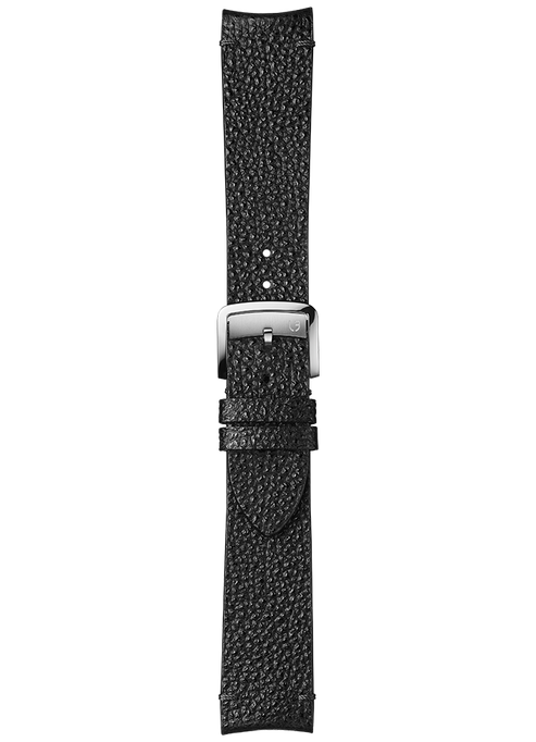 Black Himeji Kurozan leather strap with black stitching BVA193