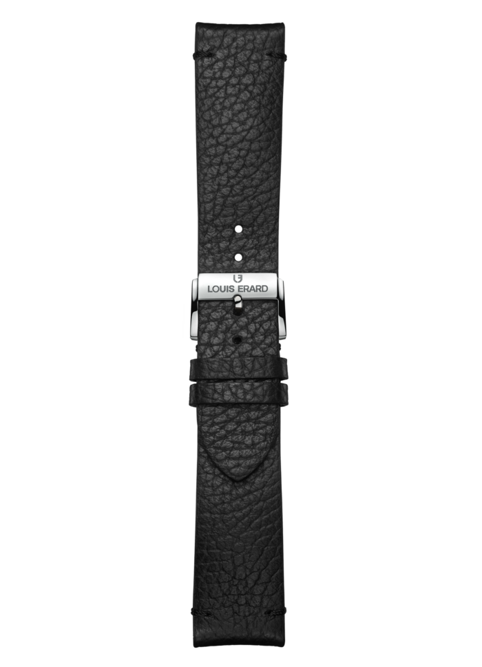 Black grained calf leather strap BVAS130